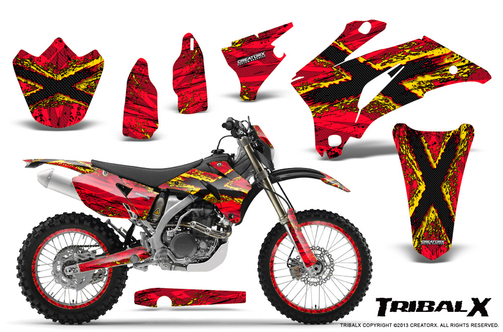 Yamaha WR 250-450 07-10 Graphics Kit TribalX Yellow Red NP Rims